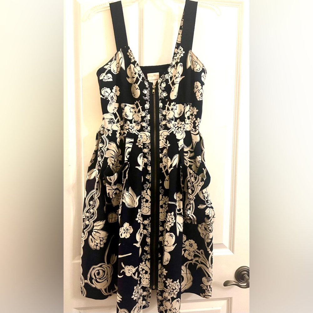 Tracy Reese Black and White all silk Floral Dress